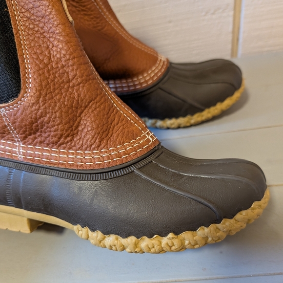 L.L Bean Chelsea Pull-on Duck Boots Leather Waterproof Hunting Outdoor - Picture 16 of 16